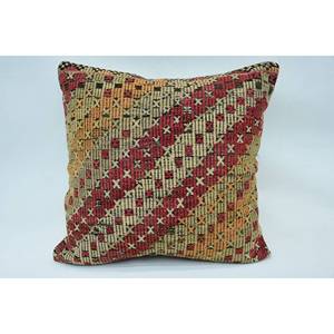 Multicolor Bohemian 24x24 Inch Wool Pillow Luxury <b>Vintage</b> Embroidered Woven Cushion for <b>Bedding</b> and Floor Decor - Product Image 1