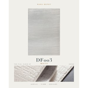 พรมอะคริลิคขายส่ง DEFNE DF003 สีขาว ผลิตด้วยเครื่องจักร พรมตุรกี สำหรับห้องนั่งเล่น โครงการโรงแรม - Product Image 2