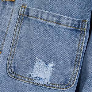 Veste en jean américaine rétro délavé déchiré pour hommes Printemps Automne Marque de mode Loose Cargo Fall Jeans Jacket pour hommes - Product Image 4