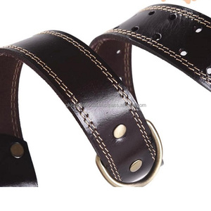 Collar de perro de cuero genuino de alta calidad, 100%, doble costura, hecho a medida, de diseñador, con hebilla de latón extra fuerte y anillo - Product Image 6