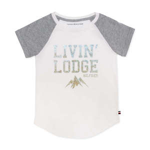 T-shirt in cotone stampato Livin' Lodge per bambine Tommy Hilfiger, casual, stile western, morbida e confortevole, colore bianco, taglia 3T - Product Image 1