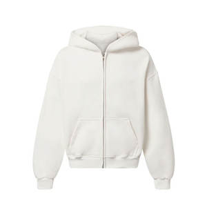 Blanc de haute qualité 100% coton personnalisé Zip up bouffée impression 3D mousse polaire vierge hommes sweats à capuche Full Zip surdimensionné sweat à capuche zippé - Product Image 1