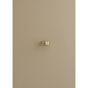 Anillo Vintage de Oro Sólido de 14k con Diamantes de Corte Brillante de 0.48ctw, Patrón Geométrico, Engaste Invisible, Chapado en Oro Puro, Unisex, para Uso Diario - Product Image 1