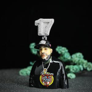 Collar Personalizado para Hombre, Joyería Hip Hop 3D, Collar con Diamantes de Imitación VVS, Corte Brillante Redondo, Esmalte Plateado, para Regalo - Product Image 5