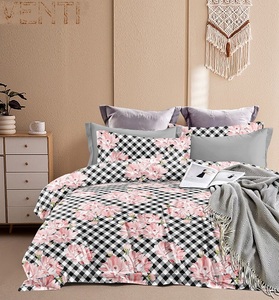 Juego de sábanas ajustadas y planas con estampado de microfibra 400TC, resistente a la decoloración y las arrugas, 2 fundas de almohada, uso en hoteles para todas las estaciones - Product Image 2