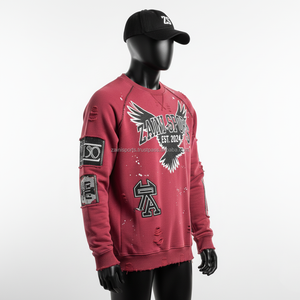 Sudadera Premium para Hombre, 330 GSM, Felpa Suave, Color Granate, con Parches Bordados Personalizados, Estilo Urbano, Básica - Product Image 4