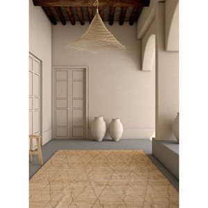 พรมขนสัตว์ถักมือ AKWL-1567 ลายเรขาคณิตสีเบจและสีน้ำตาล สำหรับใช้ในบ้าน ตกแต่งห้องนั่งเล่นและทางเดิน ขนาด 9x12 นิ้ว - Product Image 5