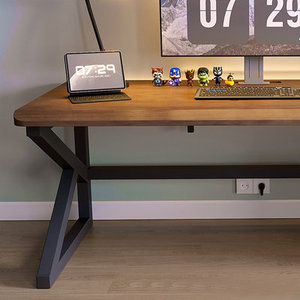 Computer <b>Desk</b> <b>DESK</b>-0111 Black Rectangular <b>Solid</b> <b>Wood</b> Writing Workstation - Product Image 4