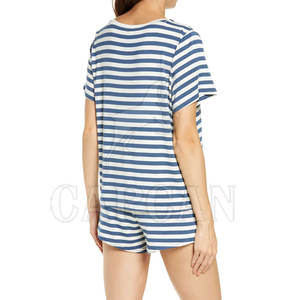 Best Quality <b>Women's</b> Summer Twin <b>Sets</b> Customizable 100% Cotton <b>T</b>-<b>Shirt</b> Unique Solid Pattern Knee Length Canvas Unique Hole - Product Image 3