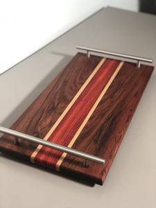 BANDEJA DE SERVICIO HECHA A MANO DE DECORACIÓN CON ASAS, Bandeja de desayuno de BAMBÚ Bandejas de madera Plato de servicio decorativo para comer - Product Image 4