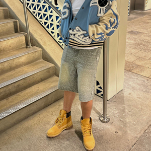 Shorts en jean de haute qualité avec strass croisés pour hommes et femmes, joggers Harajuku Hip Hop, shorts amples à taille basse, shorts de sport pour hommes - Product Image 2