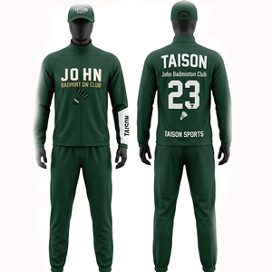 Traje de Entrenamiento para Hombre Premium 220 GSM Poliéster Spandex Transpirable de Secado Rápido Verde Oscuro con Panel de Contraste en las Mangas y Logotipo Personalizado por Sublimación - Product Image 1