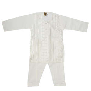 ชุดคุรตะ ชัลวาร์ สำหรับเด็กแรกเกิด - สีขาวนวล - Product Image 1