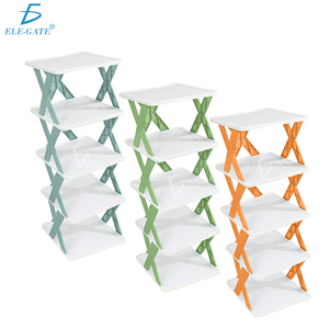 Scarpiera Pieghevole Moderna Minimalista in Plastica a 4 Livelli, Convertibile ed Estensibile per Arredamento Casa Salvaspazio - Product Image 1