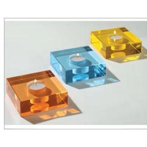 เชิงเทียนเรซินโปร่งแสงรูปน้ำตกทำจากไม้และเรซินตกแต่งขอบไม้ธรรมชาติหรูหรา - Product Image 1