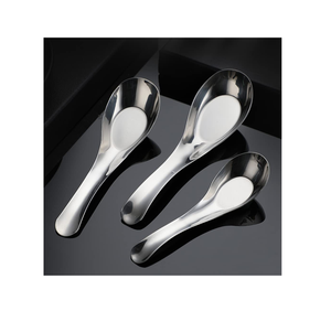 Cuillère à soupe en acier miroir domestique cuillères à dîner pour enfants couverts épaissis Restaurant hôtel utilisation - Product Image 5