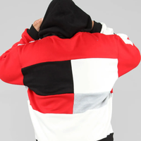 Survêtement urbain streetwear à capuche uni avec empiècements contrastants, poche pochette blanche, épaules tombantes oversize, en molleton de coton pour homme