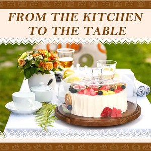 Recién llegado, venta de artículos decorativos, soporte de exhibición de mesa de pastel de boda de madera Natural redondo grande de 10 pulgadas y 12 pulgadas para Decoración - Product Image 3