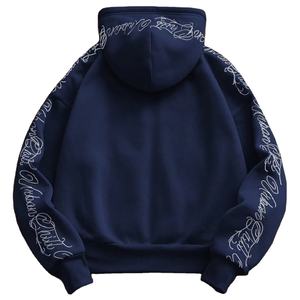 เสื้อฮู้ดดี้ผ้าฟลีซคอตตอน 100% ยี่ห้อ Ottoknit รุ่น Solid Lined สีกรมท่า แขนยาว สำหรับฤดูใบไม้ร่วง เป็นมิตรกับสิ่งแวดล้อม - Product Image 2