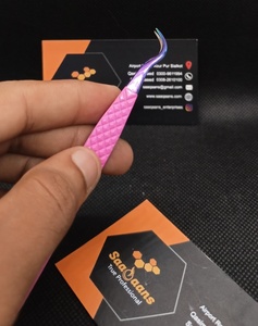 Pinzas para Pestañas de Acero Inoxidable con Punta de Diamante Rosa, Profesionales, Duraderas, de Saaqaans Enterprises, Venta al Por Mayor - Product Image 2