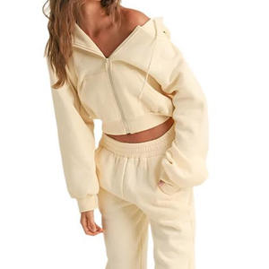 Sudaderas para Mujer, Cuello Redondo, Corte Recortado, Felpa, Cierre de Cremallera, Sudadera con Capucha, Moda Otoño 2026, Ropa - Product Image 3