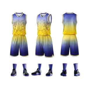 Maillot de basket-ball personnalisé pour hommes fabricant d'usine 100% ensemble d'uniforme de basket-ball respirant en maille de polyester - Product Image 5