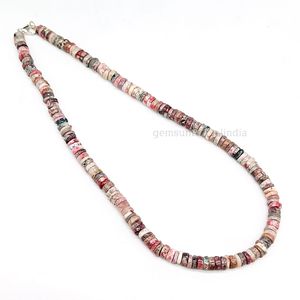 Collar de cuentas con forma de neumático liso de piedras preciosas de Rodocrosita de alta calidad con acabado suave para uso diario, regalo y uso de moda - Product Image 3