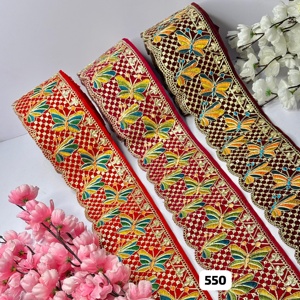 Cordones bordados a máquina hechos a medida en elefante diseñados en varios diseños y colores para vestidos de novia con trabajo de lentejuelas - Product Image 2