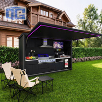 Desain Modular Tertutup dengan Atap Tahan Cuaca dan Set Dapur BBQ Luar Ruangan Praktis untuk Berbagai Acara Pertemuan di Luar Ruangan