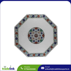 โต๊ะกาแฟหินอ่อนทันสมัย ประกอบง่าย งานฝีมือ Pietra Dura ลายต้นไม้ฝังหินกึ่งมีค่า ปรับเปลี่ยนรูปแบบได้สำหรับใช้ในบ้าน - Product Image 4