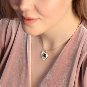 White <b>Heart</b> Eye Design Enamel Pendant Wholesale 925 Sterling <b>Silver</b> Handmade Turkish Jewelry - Product Image 5