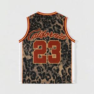 Men's Custom <b>Leopard</b> <b>Print</b> Sleeveless Basketball Jersey Plus Size Anti-Odor Mesh Fabric Breathable Anti-Bacterial - Product Image 2