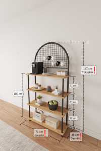 Estante de Almacenamiento para Cocina, Soporte para Microondas, Organizador para Cafetera y Panel Trasero con Rejilla, Estante de Cocina con Soporte para Microondas - Product Image 5