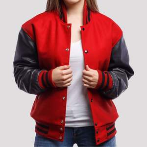 Chaqueta Bomber Universitaria Personalizada para Mujer, Piel de Oveja, Cuello Alto, Transpirable, Mangas Reversibles, Diseño OEM, Invierno Primavera - Product Image 1
