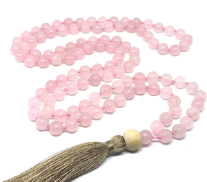 High Quality <b>Rose</b> <b>Quartz</b> <b>Crystal</b> Knotted Mala 108 Beads Handmade <b>Necklace</b> Gem Stones <b>Necklace</b> Spiritual Meditation Gifts - Product Image 2