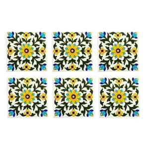 Juego de azulejos de cerámica decorativos hechos a mano tradicionales de cerámica de arte azul de 6 6X6'' - Product Image 1