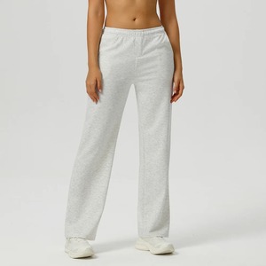 Pantalones de chándal de cintura alta para mujer Pantalones cómodos de lona elásticos para uso diario con cintura elástica y bolsillos - Product Image 4