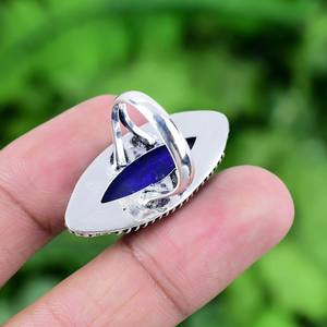 Anillo de lapislázuli al por mayor, Plata de Ley 925, anillo de piedras preciosas bohemio hecho a mano, lapislázuli genuino, joyería de plata a granel para negocios - Product Image 3