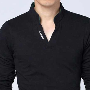 Camiseta con cuello en V ligero de secado rápido y hombro caído, camisetas de algodón 100% para hombre, Camiseta de algodón con cuello en V - Product Image 5