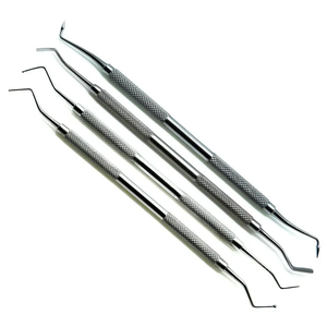 Juego de 4 Instrumentos Dentales Manuales de Acero Inoxidable de Doble Punta para Rellenos de Composite, Tallado, Limpieza y Restauración Dental - Product Image 1