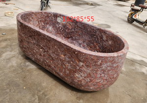 Baignoire ovale autoportante de luxe en travertin avec <span class=keywords><strong>jacuzzi</strong></span> pour 2 personnes, design moderne pour salle de bain d'hôtel - Product Image 1