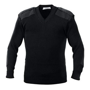 Pull d'hiver pour homme, coupe ajustée, col en V, tricoté, chaud et respirant, style pull, anti-froissement, anti-rétrécissement, logo frontal - Product Image 2