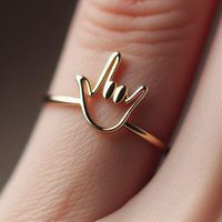 Bague minimaliste chrétienne en argent sterling 925, « Je t'aime », délicate, plaquée or jaune, signe de la main en langue des signes, pour femmes, pavé fin