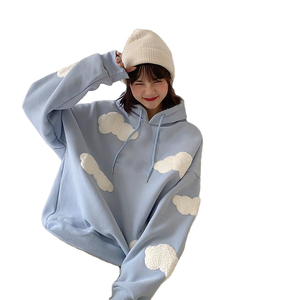 Sudadera con capucha bordada abullonada personalizada Hombro caído 450 GSM Sudadera con capucha Diseño personalizado Chenille Bordado Sudadera con capucha Señoras - Product Image 6