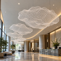 Lampu Gantung Awan Jaring Logam, Pemasangan Lampu Plafon Seni Kawat Kustom, Lampu Gantung Modern Bergaya Patung untuk Hotel, Mal, Atrium