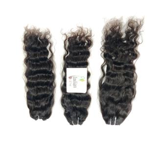 Extensiones de Cabello Humano Indio de Templo 100% Remy, Ondulado, Sin Procesamiento Químico, Sin Trenzado, Color Negro Natural - Product Image 3