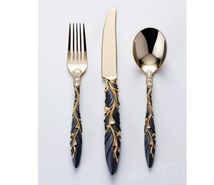 Royal Wedding Metal Cutlery Set Traditional Handicrafts Tableware High Quality Stainless Steel Silver plated Metal Cutlery Set - Product Image 2