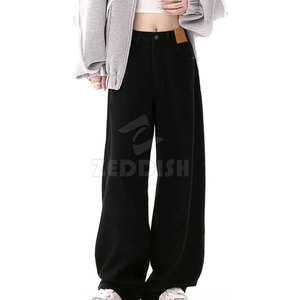 New Design High Quality Women's Casual Mid Waist Flat Front Summer Breathable 100% Cotton Custom Logo Light Wash OEM <b>Pants</b> - Product Image 2