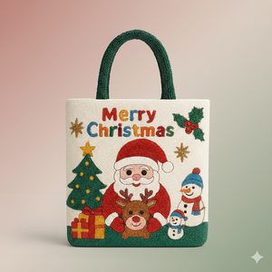 Sac à main de luxe pour fête de Noël, élégant et professionnel, orné de perles faites à la main, fermeture éclair, Père Noël - Product Image 1