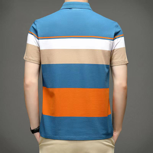 Polo Homme Manches Courtes Casual Slim-fit Basic Designed Stripe Cotton polos - Product Image 2